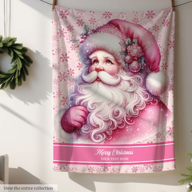 Couverture Sherpa Pink Santa Claus Girls Blanket Pinkmas Personnalis (Pink Santa Claus Girls Blanket Custom Pinkmas)