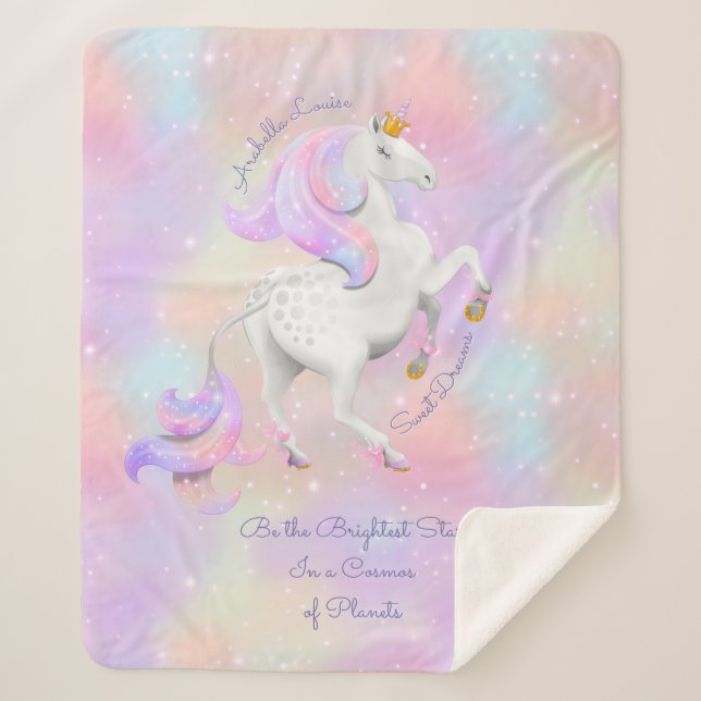 Couverture Sherpa Pink Unicorn Étincelles Encouragement Nursery (Devant)