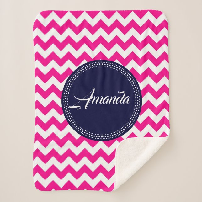 Couverture Sherpa Pink Zigzag Chevron Motif sans couture (Devant)