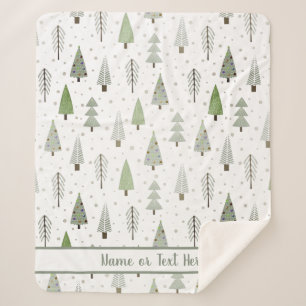 Couverture Sherpa Pins de Noël modernes Sage Green Custom