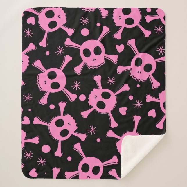 Couverture Sherpa Pirate Skull : Girlish Hearts Motif (Devant)