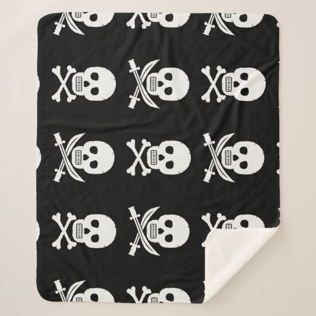 Couverture Sherpa Pirate Skuls Crossbones Motif sans couture (Devant)