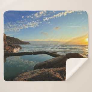 Couverture Sherpa Piscine de plage de Perranporth au coucher du sole