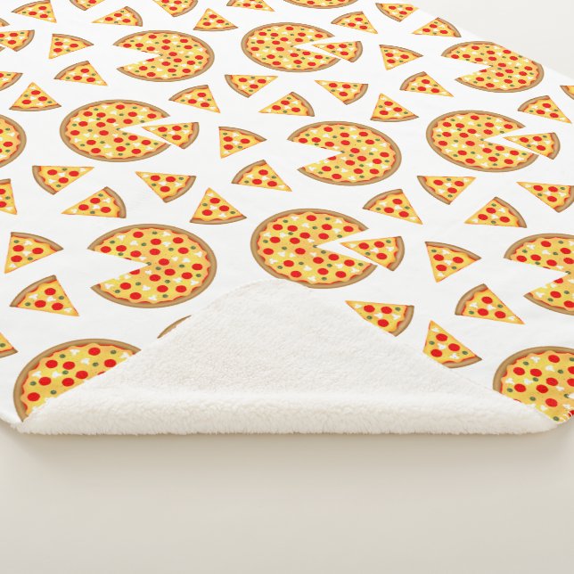 Couverture Sherpa Pizza et tranches de cool motif sur blanc (3/4)