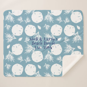 Couverture Sherpa Plafond de plage motif dollar de sable bleu