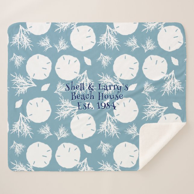 Couverture Sherpa Plafond de plage motif dollar de sable bleu (Devant (Horizontal))