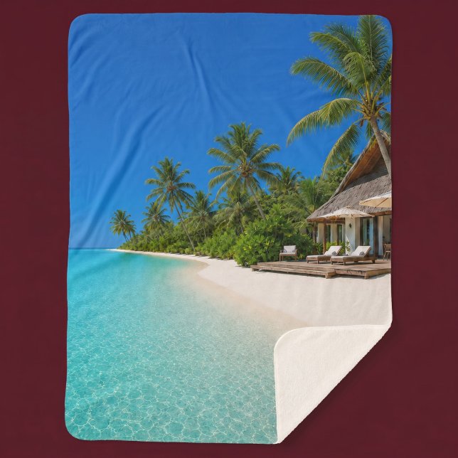 Couverture Sherpa Plage relaxante de l'île (Créateur téléchargé)