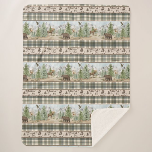 Couverture Sherpa Plaids Ours Lodge (Devant)