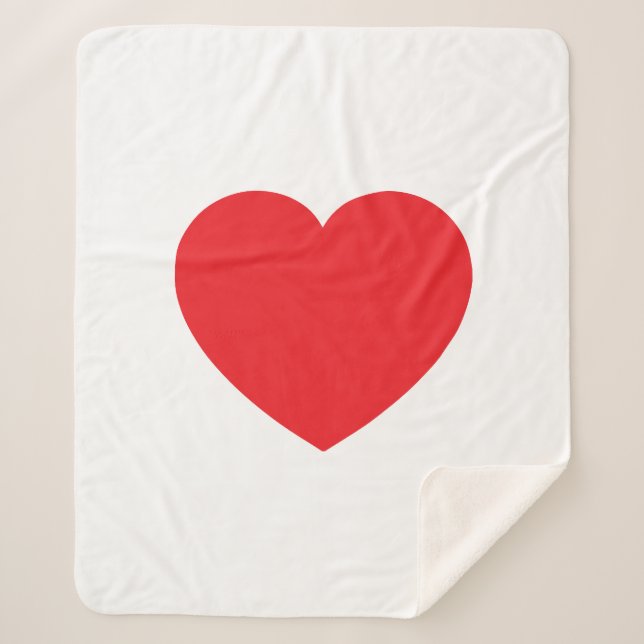 Couverture Sherpa Plain Modern White Red Love Heart Graphic (Devant)