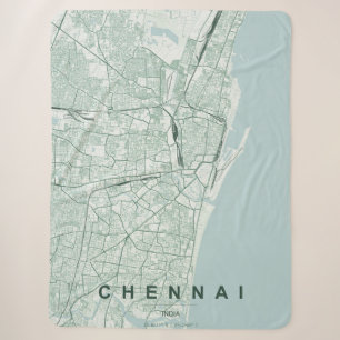 Couverture Sherpa Plan de la ville de Chennai en Inde, design minima