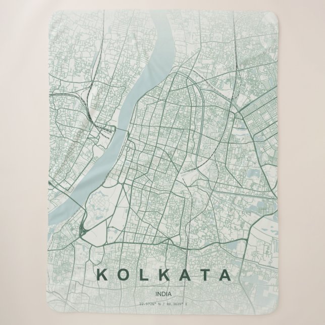 Couverture Sherpa Plan de la ville de Kolkata en Inde, design minima (Devant)