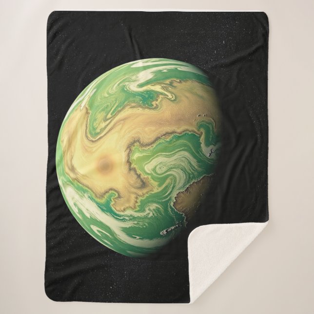 Couverture Sherpa Planète verte et brun doré (Devant)