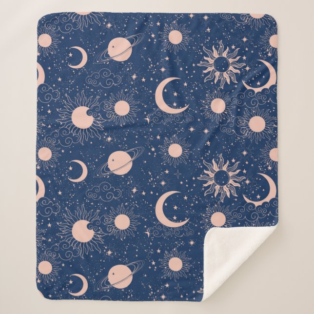 Couverture Sherpa Planètes et étoiles Motif (Devant)