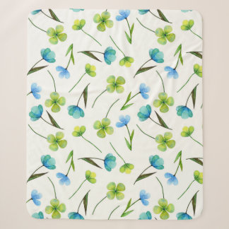 Couverture Sherpa Plantes aquarelle : Motif Floral sans joint.