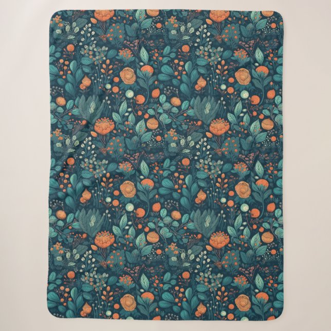 Couverture Sherpa Plantes et fleurs scandinaves (Devant)