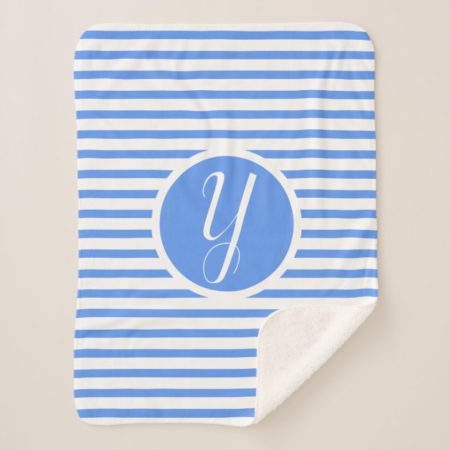 Couverture Sherpa Plaque de jet style avec monogramme Y et rayures b (Devant)