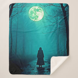 Couverture Sherpa Pleine lune éffrayante Conception nocturne