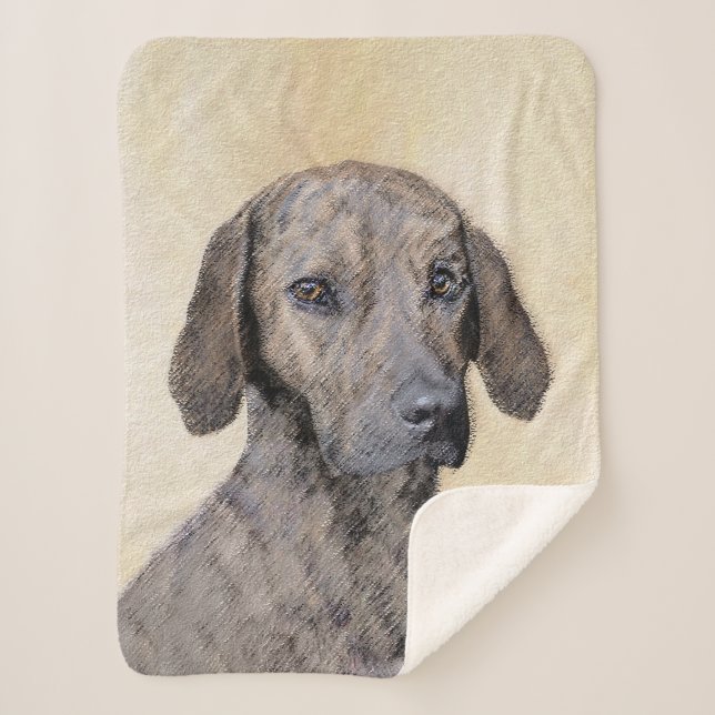 Couverture Sherpa Plott Peinture - Cute Original Chien Art (Devant)
