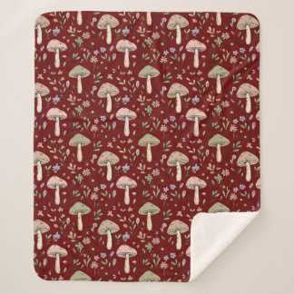 Couverture Sherpa Plum Rouge Fungi Luxe Botanique Dark Academia