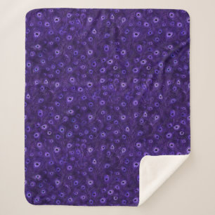 Couverture Sherpa Plumes de paon violet Sherpa Blanche