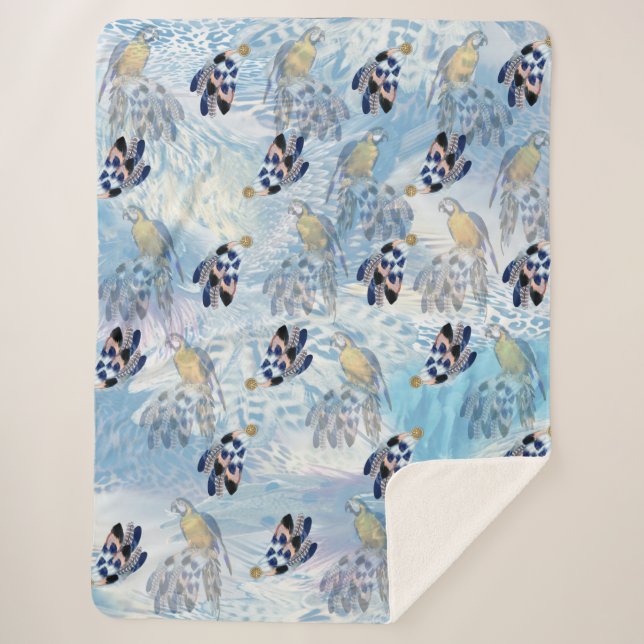 Couverture Sherpa Plumes d'Oiseau Exotique-Parrot (Devant)