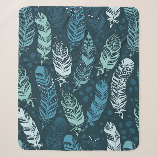 Couverture Sherpa Plumes ethniques motif transparent (Devant)