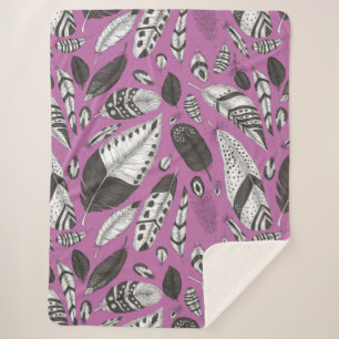 Couverture Sherpa Plumes motif