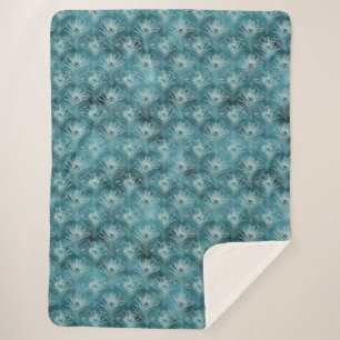 Couverture Sherpa Plumes Turquoises de Glam Peacock