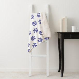 Couverture Sherpa Poches de Doodle, Paws de Chien, Paws Bleus de Mar