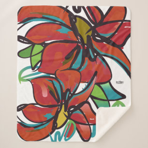 Couverture Sherpa Poinsettia Sherpa Blanmédium