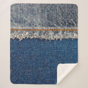 Couverture Sherpa Pointe droite avec fil orange sur le den blanchi