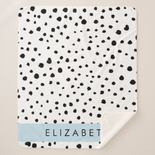 Couverture Sherpa Points dalmatiens, Spots, Noir et Blanc, Votre nom