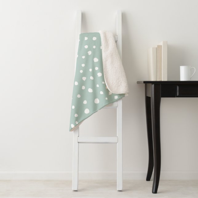 Couverture Sherpa Points Dalmatiens verts, Points Dalmatiens, Pots D (En situation)