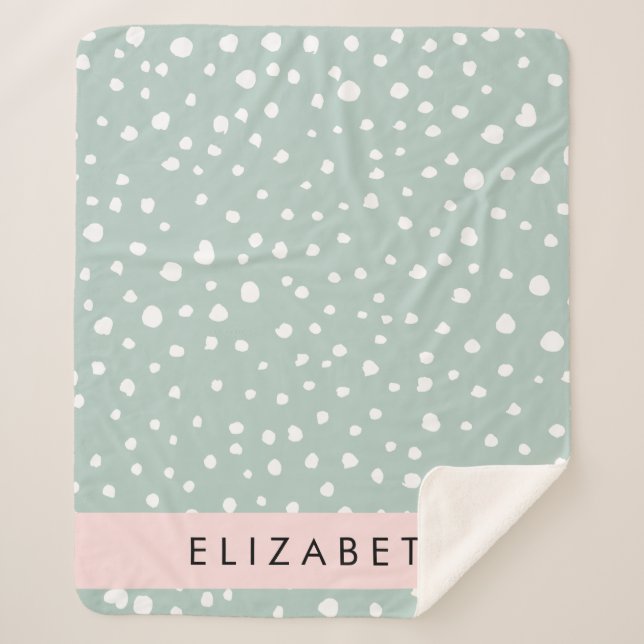 Couverture Sherpa Points Dalmatiens verts, Spots, Votre Nom (Devant)