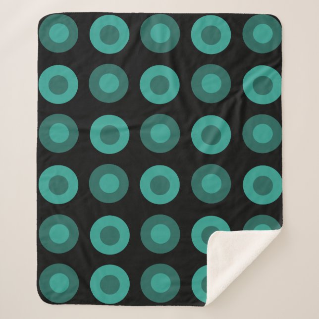 Couverture Sherpa Points MiSiècle Rétro Turquoise noir (Devant)