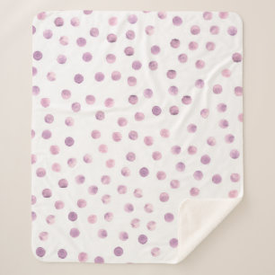 Couverture Sherpa Pois aquarelle, arrière - plan géométrique rose.