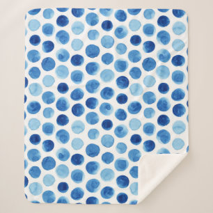 Couverture Sherpa Pois bleus, motif aquarelle sans couture.