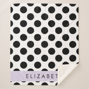 Couverture Sherpa Pois noirs et blancs, pointillés, Votre nom