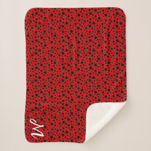 Couverture Sherpa Pois rouge et noir drôle coccinelle