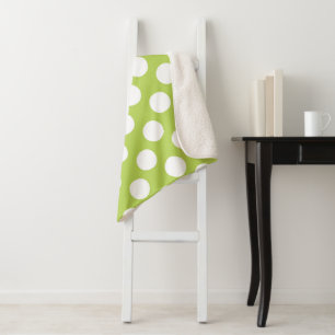 Couverture Sherpa Pois verts, Motif à points Polka, points, pointill