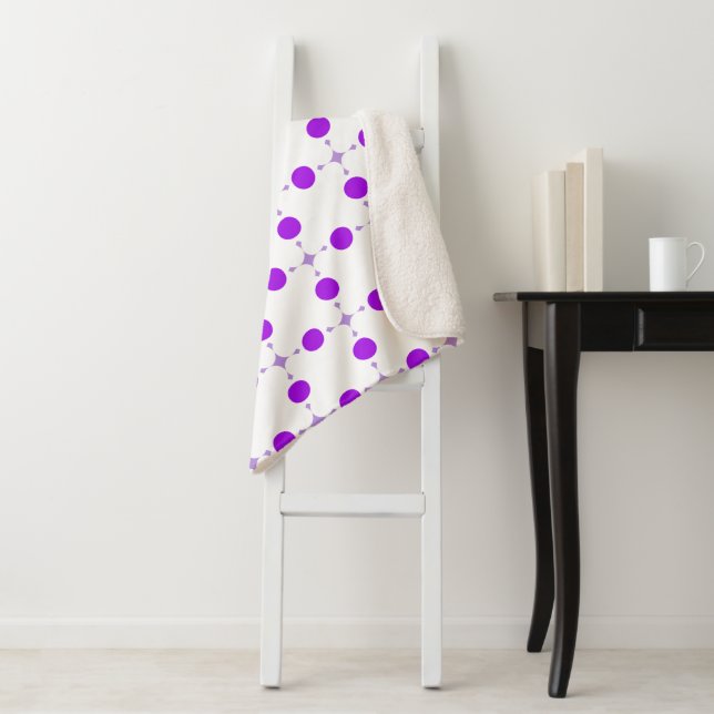 Couverture Sherpa Pois violets, Motif à points Polka, points, pointi (En situation)