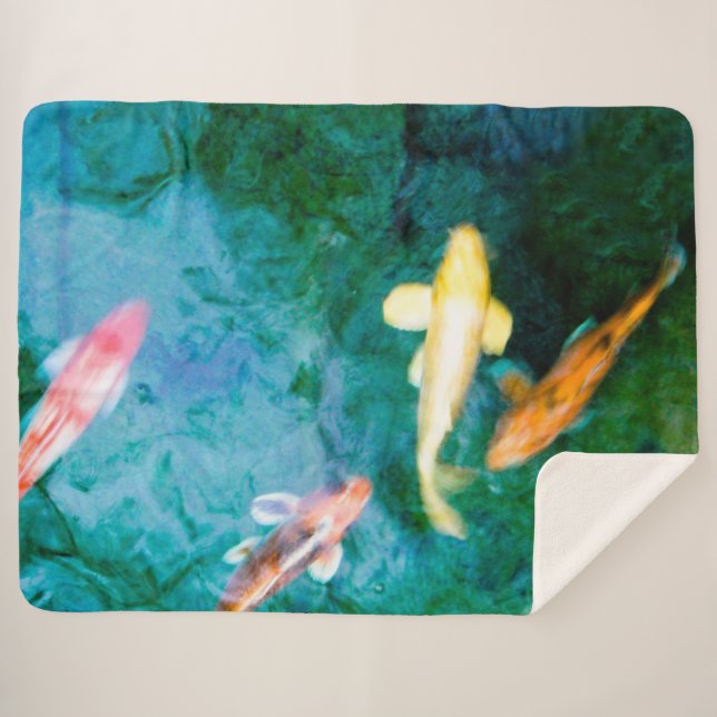 Couverture Sherpa Poisson coloré Koi (Devant (Horizontal))