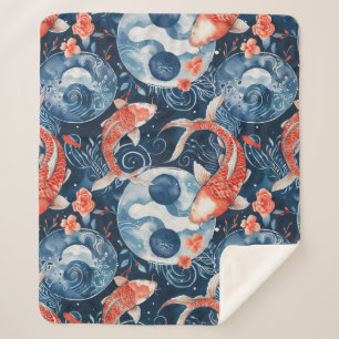 Couverture Sherpa Poisson japonais dans l'aquarelle