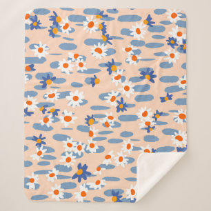 Couverture Sherpa Poissons botaniques : Motif Vintage sans couture.
