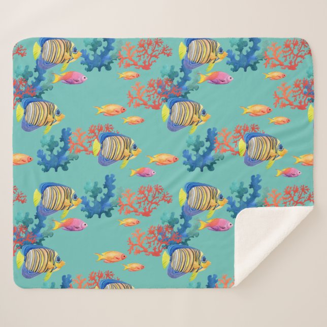 Couverture Sherpa Poissons Tropicaux & Corail (Devant (Horizontal))