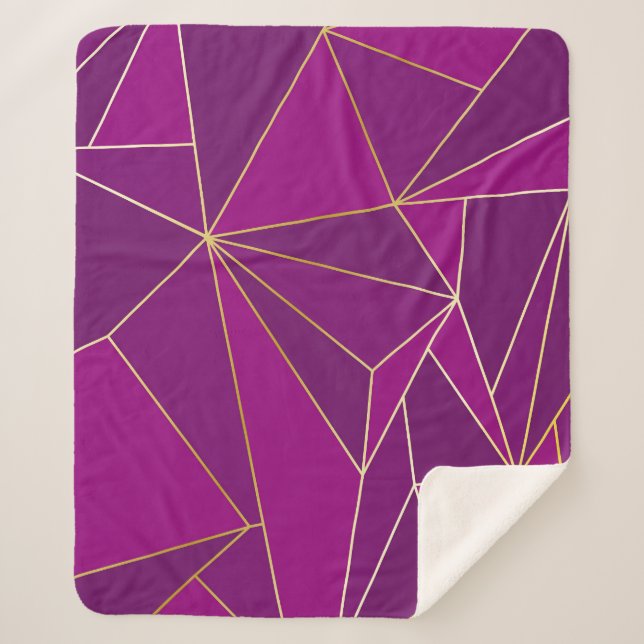 Couverture Sherpa Polygone violet Art : Gold Line Arrière - plan géo (Devant)