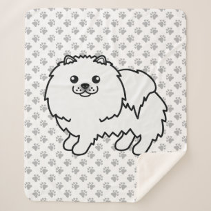Couverture Sherpa Pomeranian Blanc Chien de Dessin Animé Mignon & Pa