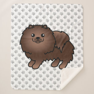Couverture Sherpa Pomeranian Brun Chien de Dessin Animé Mignon & Pat