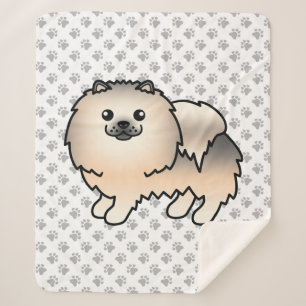 Couverture Sherpa Pomeranian Sable Crème Chien de Dessin Animé Migno
