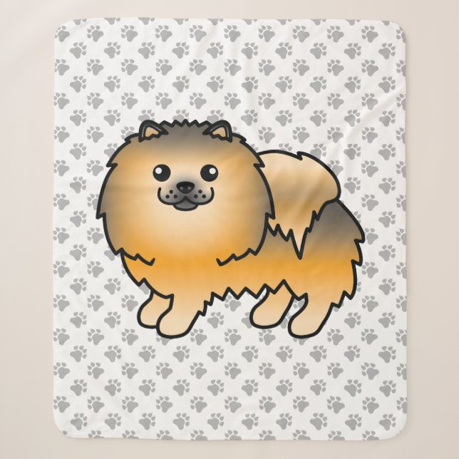 Couverture Sherpa Pomeranian Sable Orange Chien de Dessin Animé Mign (Devant)